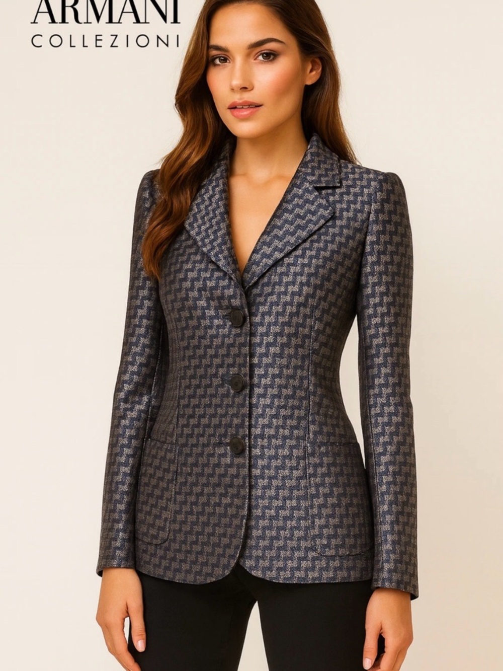 Armani Collezioni Black and Silver Blazer - Picture 1 of 8